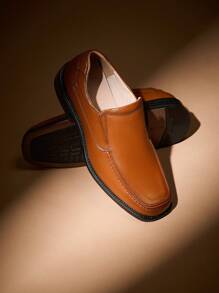 Men's Dress Loafer Shoes Monk Strap Slip On Loafers - Brown - View 4