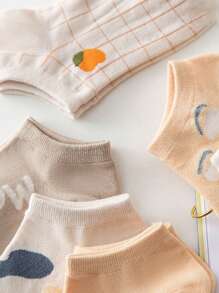 6 Pairs/Pack For Ladies, Cute And Sweet Japanese Style Bunny Mango Lemon Low-Top Shallow Socks, Student Girl Style Socks - Multicolor - View 4