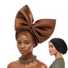 2件装大蝴蝶结头巾，时尚头饰发带，适合婚礼、派对、节日，在非洲和南美洲很受欢迎，也可作睡帽使用。 - 彩色 - 查看 16