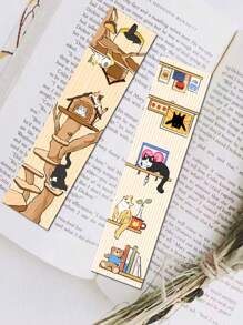 SCXXBSW 4pcs Cat World Warm Cabin Creative Graffiti Magnetic Bookmark Decoration Book Desktop Exquisite Souvenirs - Multicolor - View 6