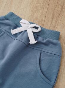 2 Stück/Set Baby Jungen Lässig Farbblock Langarm Rundhals Sweatshirt und Hose Set, Herbst/Winter