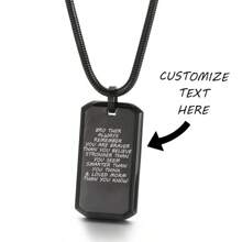 1 pieza Colgante de collar de acero inoxidable con texto grabado personalizado, regalo conmemorativo personalizado para parejas