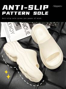 厚底摩卡女士凉鞋，时尚夏季高跟 EVA 一脚蹬拖鞋，平底休闲户外拖鞋