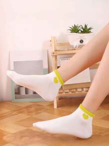1/3/5 Pairs Of Multi-Color Heart-Shaped Pattern Socks For Spring, Autumn And Summer. Sweet And Cute. Soft, Comfortable And Breathable. Suitable For Home Travel. - Multicolor - View 5