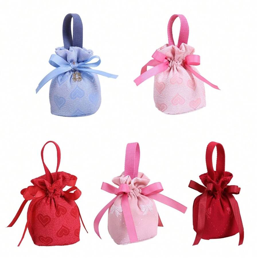 6 件装手提袋形状糖果袋婚礼糖果包装盒生日婚礼节日派对用品小礼品袋 - 彩色 - 查看 1