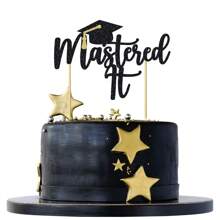 1Pc Mastered It Cake Topper, College Grad, Class Of 2025, Congratulations MBA Graduation Party Decorations Supplies - Multicolor - View 2