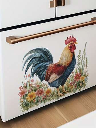 1 Pc Home Decorations Animal Stickers, Painted Flowers And Grass Big Rooster Wall Stickers Kitchen Decoration Stickers, Refrigerator Stickers Home Window Glass Cabinet Stickers, Bathroom Bedroom Toilet Beautification Stickers, Vinyl Decal For Home Decoration, Kitchen Decoration Items Refresh Your Home Gifts Birthday Graduation Room Decor Wall Decor Bathroom Decor Bedroom Decor Room Decoration Stuff Living Room Decor House Decor Home Decor Living Room Wall Art Wall Paper Wallpaper