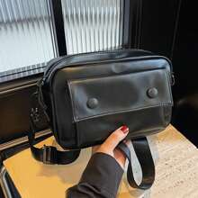 New Fashion Chest Bag Small Square Bag Leather Shoulder Bag Street Small Body Bag Mobile Phone Bag Diagonal Bag College Bag Office Bag Sling Bag - Multicolor - View 9