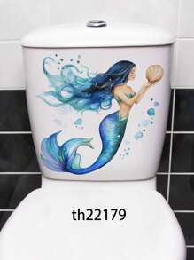 1pc Decorative Toilet Seat Sticker Cartoon Mermaid Pattern Self-Adhesive Sticker PVC Waterproof For Bathroom Decoration Toilet Seat Sticker Wall Decal Vinyl Decal For Home Decorations Spring Decoration Items Refresh Your Home Rama Decoration Stickers Wall Decor Bedroom Decor Room Decoration Stuff Living Room Decor House Decor Home Decor Living Room Wall Art Wall Paper Personalised Stickers - Multicolor - View 1