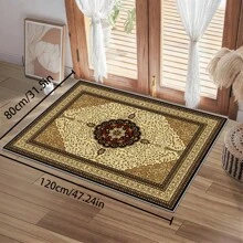 [Crystal Velvet 700g/㎡ Point-Printed Bottom, 5mm Thick] 1pc Bohemian Style Solid Color Area Rug, Soft Non-Slip Washable Carpet Suitable For Living Room, Bedroom, Kitchen, Office, Home Decor, Large Classroom Rug, Geometric Washable Rug