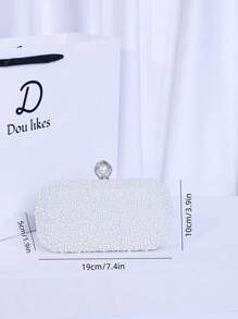 Pearl Handle Clutch Bag, High-End Evening Purse, Engagement Party Handbag, Cheongsam Dress Accessory, Elegant Banquet Bag - Silver - View 6