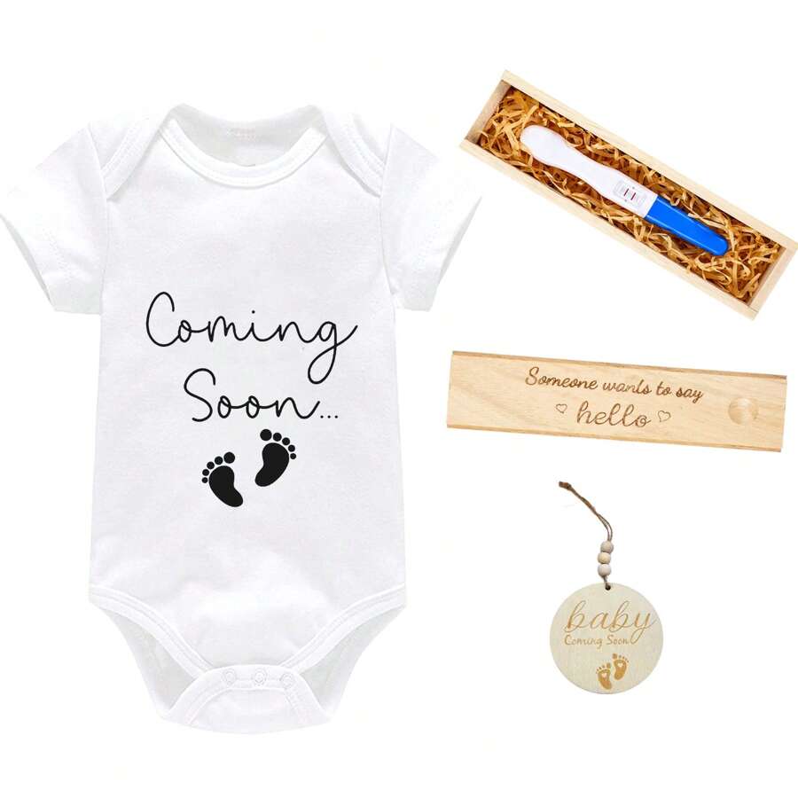 Surprise Pregnancy Announcements For Dad Pregnancy Test Keepsake Box Wooden Baby Announcement Coming Soon Baby Bodysuit Pregnancy Reveal Baby Gift Sets For For Husband Grandparents - Đang tới - Xem 1