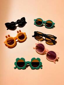 6pcs/Set Children's Fashion Glasses Set Children's Boys' Glasses Girls ' Summer Baby Glasses Suitable For Outdoor Sports - Multicolor - View 2