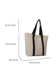 Summer Seaside Beach Vacation Simple Casual Straw Bag,Beige Women Tote Bags,Large Capacity Portable Beach Holiday Bag,Double Handle Tote Bag For Summer Beach Trip Shoulder Bag Handbag Shopping Bag,Women's Stylish Tote Bag For Shopping For Teen Girls Women College Students,White-Collar Workers,Teacher Perfect For School,College,Work ,Business,Commute,Outdoors, Travel, Outings,Holiday,Teachers' Day