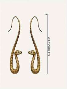 1 par de pendientes con ganchos de oreja con forma de serpiente dramática y creativa, con diseño de signo zodiacal - Multicolor - Ver 4