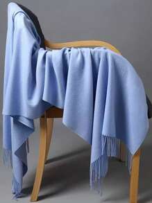 MilyModa Unisex Plain Scarf 150g With Fringes - Baby Blue - View 1