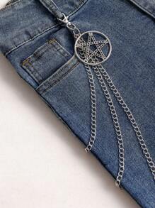 1 pieza Cadena de pantalón con colgante de pentágono vintage, cadena de metal multicapa para el Body, apta para uso diario, casual de verano, deportivo, viajes, regalo de graduación, accesorio para vestidos de cumpleaños