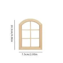 1pc 1:12 Scale Miniature Unfinished Furniture DIY Kit, 16-Grid Openable Window, 6-Grid Double Door, 4-Grid Pointed Top Door, Wooden Material For Dollhouse Model, Suitable For Micro Scene Shooting Props