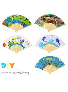 3 Pieces White Handheld Fans Cloth Fans Bamboo Folding Fans For Wedding Decoration, Church Wedding Gifts, Party Favors, DIY Decoration