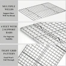 Deedro - Juego de bandejas para hornear con rejilla de refrigeración [2 hojas + 2 estantes], charola para hornear galletas de acero inoxidable con estante de 10 x 8 x 1 pulgadas, resistente, noóxico, fácil de limpiar - 10 pulgadas - Ver 11