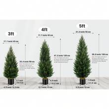 2-Pack Lifelike Cedar Topiary Trees (3/4/5 Ft) With Black Pot UV & Fade Protected Faux Evergreen Plants For Year-Round Indoor/Outdoor Elegance No Maintenance Needed Xmas Cypress Bushes With Container Perfect For Christmas Home & Garden Decor Office Front Door, Wedding, Party - 綠色 - 查看 4