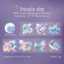 1 rol aquarel tie-dye folie decoratieve tape, Galaxy thema Engels alfabet voor scrapbooking
