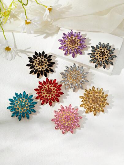 1枚合金水晶向日葵胸针，夸张奢华的服装胸针配饰
