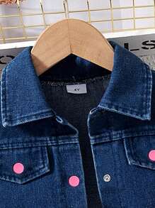 3 件套年轻女孩可爱时尚休闲水洗蓝牛仔背心 + 水洗蓝牛仔迷你裙（带磨损下摆）和粉色针织吊带上衣，复古风格和迷人的春夏装 - 玫紅色 - 查看 4