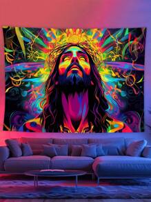 Blacklight UV-reactief wandtapijt Glow in the Dark Wandtapijt voor de slaapkamer