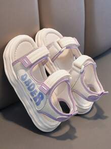 女童凉鞋，2025新款夏季时尚软底防滑露趾鞋，儿童运动沙滩鞋 - 紫色 - 查看 3