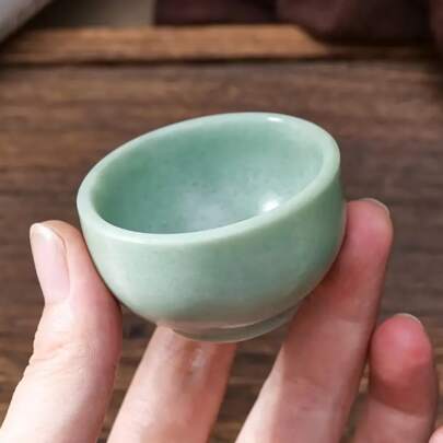 1pc Natural Crystal Jade Bowl, Kung Fu Tea Bowl, Crystal Healing Water Cup, All Handmade, Can Be Used For Home Tabletop Decoration, Reiki Meditation Tea Set, Suitable For Family Gifts, Christmas And Various Holiday Party Gifts, Crystal Gifts