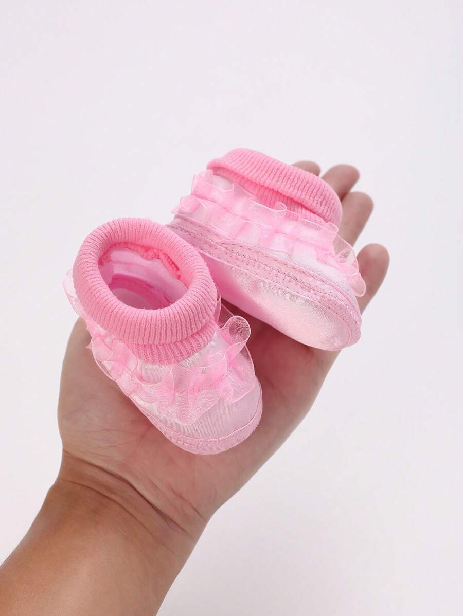 Infant Infant Girls' Embroidered Pink Christening/Baptism Shoes, Spring/Autumn - Pink - View 1