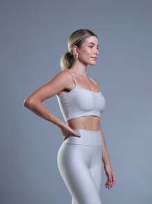 FITNESS TOP WITH NON-TRANSPARENCY STRAPS AND HIGH SUPPORT - Silver - View 3