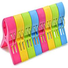 10 pièces Pinces/Épingles en plastique de haute qualité et robustes, Multi-Couleur Pinces à linge pare-vent pour sécher les couettes, serviettes, couvertures de plage, suspendre les vêtements
