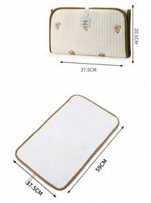 1pc Baby Urinary Pad With Embroidered Bear Design, Multifunctional, Foldable, Waterproof, Leakage-Proof, Lightweight And Compact For Traveling - Beige - View 4
