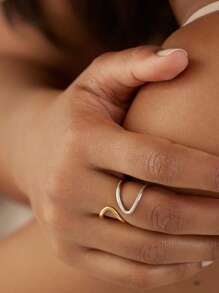 Elegant 925 Sterling Silver Unique Geometric Hollow Out Zirconia Adjustable Rings For Women Daily Wear - Hollow Out Rings - View 2