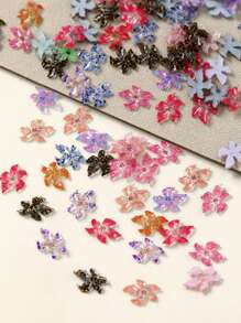 1 Box Of 50 Nail Ornaments Mixed Soft Carved Ice Crystal Flower Three-Dimensional Resin Multi-Color Lily DIY Nail Decoration
