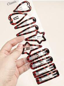 10 件/40 件中性色日常使用发夹，复古豹纹侧面设计随机发夹，时尚矩形 BB 夹，适合发型设计，纯色侧面和刘海夹