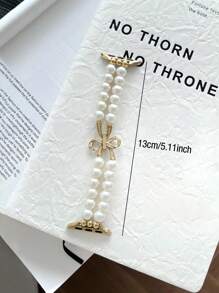 1PC Lśniąca złota kokarda zapięcie elastyczny pasek do zegarka Kompatybilny z paskiem Apple Watch Series Ultra 2 SE 10 9 8 7 6 5 4 3 2 1 Bransoleta z pereł sztucznych Pasek do zegarka Kompatybilny z paskiem Apple Watch 38 mm 40 mm 41 mm 42 mm 44 mm 45 mm 46 mm 49 mm