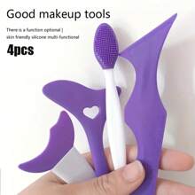 4 Pieces/Set Of Multi-Functional Eye Makeup Tools, Silicone Eyeliner Template, Mascara Mask Eyeshadow Applicator, Lipstick Applicator, Guide Wing Eyeliner Tool, Nose Cleaner, Blackhead Brush, Suitable For Beginners Silicone Eyeshadow Lipstick Positioning,Makeup,Cheap,Room Decor,Vanity,Travel,Bedroom,Makeup Accessories,Cheap,Stocking Stuffers,Makeup,Makeup Tools,Cheap Stuff,Gifts,Gifts For Women,Christmas Gifts - Dusty Pink - View 17