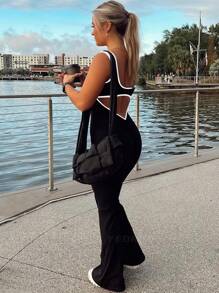 Yefecy 女式连体运动连体裤露背收腹短袖连体裤 Lizvette V 背紧身瑜伽连体衣塑身衣