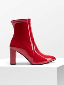 Dream Pairs Women's Fashion Pointed Toe High Chunky Heel Ankle Boots With Inside Zipper Good For Party - 紅色 - 查看 5