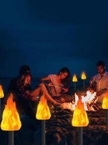 2/4个太阳能LED火焰景观灯，闪烁火焰景观灯，户外露营装饰火炬灯，适用于花园、草坪、小径、派对、露营、节日装饰、花园景观灯、太阳能户外圣诞装饰灯、圣诞灯、仙女灯 - Warm light - 查看 10