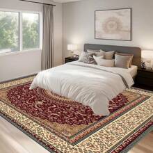 [Crystal Velvet 700g/㎡ Point-Printed Bottom, 5mm Thick] 1pc Bohemian Style Solid Color Area Rug, Soft Non-Slip Washable Carpet Suitable For Living Room, Bedroom, Kitchen, Office, Home Decor, Large Classroom Rug, Geometric Washable Rug
