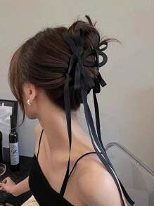 1pc Elegant Satin Bow Hair Claw Clip, Versatile For Updo Hairstyles, Suitable For Spring And Summer Hair Clips Hair Jaw Clip Hair Clamps Hair Clutch Hair Catcher Clip