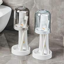 1 Set Multi-Functional Toothbrush & Toothpaste Holder With Dust Cover And Drainage, Suitable For Bathroom, Floor Mount