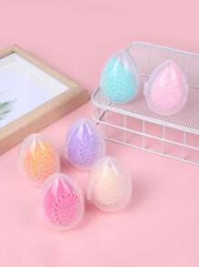 Hộp đựng bông trang điểm trong suốt (1-3 chiếc), hộp đựng bông trang điểm du lịch tiện dụng, hộp đựng bông trang điểm thoáng khí. - Nhiều màu - Xem 1