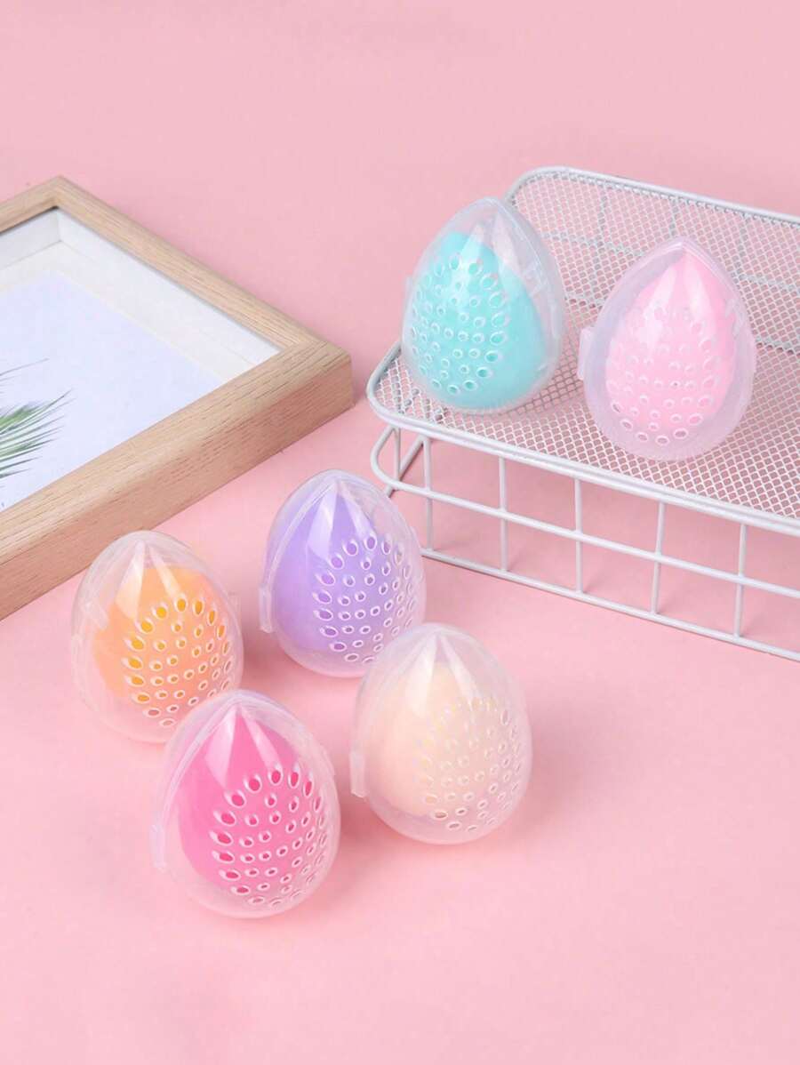 Hộp đựng bông trang điểm trong suốt (1-3 chiếc), hộp đựng bông trang điểm du lịch tiện dụng, hộp đựng bông trang điểm thoáng khí. - Nhiều màu - Xem 1