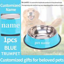 Comedero de acero inoxidable antideslizante personalizado para mascotas, cuenco individual para comida o agua de perros grandes o gatos, con grabado conmemorativo de mascota, suministros para gatos, ornamental, estiloso, de moda, colorido, vintage, lindo, compacto, cachorros, personalizado, único, personalizado, para aniversarios, para cumpleaños