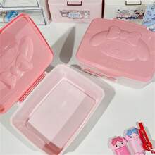 Sanrio 1 szt. Sanrio Hello Kitty Cartoon Cute Flip Style Pudełko do przechowywania, podkładka pod biżuterię i makijaż, wielofunkcyjne, pyłoszczelne pudełko do przechowywania na biurko. Materiał ABS z wzorem kreskówkowym, nadaje się na blat stołu w sypialni, jadalni, łazienki
